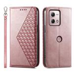 For Motorola Moto G Stylus 4G 2023 Cubic Grid Calf Texture Magnetic Leather Phone Case(Rose Gold)
