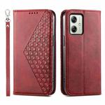 For Motorola Moto G54 Cubic Grid Calf Texture Magnetic Leather Phone Case(Red)