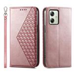 For Motorola Moto G54 Cubic Grid Calf Texture Magnetic Leather Phone Case(Rose Gold)