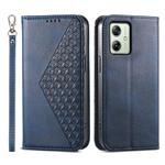 For Motorola Moto G54 Cubic Grid Calf Texture Magnetic Leather Phone Case(Blue)
