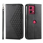 For Motorola Moto G84 Cubic Grid Calf Texture Magnetic Leather Phone Case(Black)