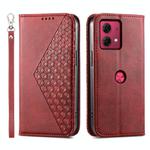 For Motorola Moto G84 Cubic Grid Calf Texture Magnetic Leather Phone Case(Red)