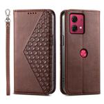 For Motorola Moto G84 Cubic Grid Calf Texture Magnetic Leather Phone Case(Brown)