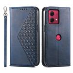 For Motorola Moto G84 Cubic Grid Calf Texture Magnetic Leather Phone Case(Blue)