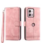 For Motorola Moto G Stylus 4G 2023 Dierfeng Dream Line TPU + PU Leather Phone Case(Pink)