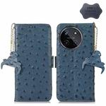 For Realme 11 4G Global Ostrich Pattern Genuine Leather RFID Phone Case(Blue)