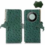 For Huawei Mate 60 Pro Ostrich Pattern Genuine Leather RFID Phone Case(Green)
