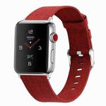 For Apple Watch Series 7 45mm / 6 & SE & 5 & 4 44mm / 3 & 2 & 1 42mm D Style Canvas Wrist Strap Watch Band(Red)