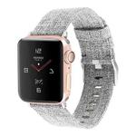 For Apple Watch Series 7 45mm / 6 & SE & 5 & 4 44mm / 3 & 2 & 1 42mm D Style Canvas Wrist Strap Watch Band(Light Grey)