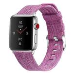 For Apple Watch Series 7 45mm / 6 & SE & 5 & 4 44mm / 3 & 2 & 1 42mm D Style Canvas Wrist Strap Watch Band(Dark Purple)