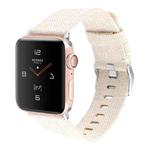 For Apple Watch Series 7 45mm / 6 & SE & 5 & 4 44mm / 3 & 2 & 1 42mm D Style Canvas Wrist Strap Watch Band(Apricot)