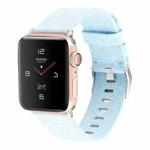 For Apple Watch Series 8&7 41mm / SE 2&6&SE&5&4 40mm / 3&2&1 38mm D Style Canvas Wrist Strap Watch Band(Light Blue)