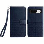 For Google Pixel 8 Rhombic Texture Leather Phone Case with Lanyard(Blue)