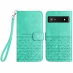 For Google Pixel 7a Rhombic Texture Leather Phone Case with Lanyard(Green)