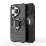 For Huawei P70 Shockproof PC + TPU Holder Phone Case(Black)