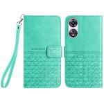 For OPPO A58 / A78 Rhombic Texture Leather Phone Case with Lanyard(Green)