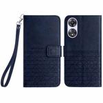 For OPPO A58 / A78 Rhombic Texture Leather Phone Case with Lanyard(Blue)