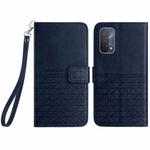 For OPPO A93 5G Rhombic Texture Leather Phone Case with Lanyard(Blue)
