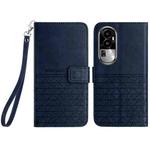 For OPPO Reno10 Pro+ Rhombic Texture Leather Phone Case with Lanyard(Blue)