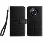For Realme 11 Rhombic Texture Leather Phone Case with Lanyard(Black)