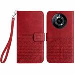 For Realme 11 Pro Rhombic Texture Leather Phone Case with Lanyard(Red)