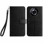 For Realme 11 Pro Rhombic Texture Leather Phone Case with Lanyard(Black)