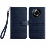 For Realme 11 Pro Rhombic Texture Leather Phone Case with Lanyard(Blue)