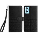 For Realme 9i / OPPO A36 Rhombic Texture Leather Phone Case with Lanyard(Black)