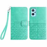 For Realme 9i / OPPO A36 Rhombic Texture Leather Phone Case with Lanyard(Green)