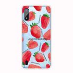 For Samsung Galaxy A01 Shockproof Painted TPU Protective Case(Love Strawberry)