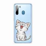 For Samsung Galaxy A21 Shockproof Painted TPU Protective Case(Laughing Cat)