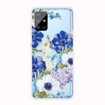 For Samsung Galaxy A51 4G Shockproof Painted TPU Protective Case(Blue White Roses)