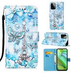 For Motorola Moto G Power 2023 Colored Drawing Pattern Plain Weave Leather Phone Case(Tower Butterfly)