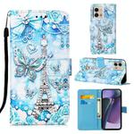 For Motorola Moto G Stylus 5G 2023 Colored Drawing Pattern Plain Weave Leather Phone Case(Tower Butterfly)