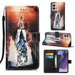 For Motorola Moto G Stylus 5G 2023 Colored Drawing Pattern Plain Weave Leather Phone Case(Cats And Tigers)