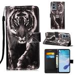 For Motorola Moto G 5G 2023 Colored Drawing Pattern Plain Weave Leather Phone Case(Black And White Tiger)