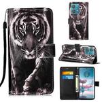 For Motorola Edge 40 Neo Colored Drawing Pattern Plain Weave Leather Phone Case(Black And White Tiger)