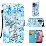 For Motorola Moto G Play 5G 2024 Colored Drawing Pattern Plain Weave Leather Phone Case(Tower Butterfly)