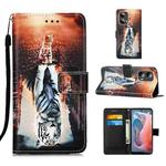 For Motorola Moto G Play 5G 2024 Colored Drawing Pattern Plain Weave Leather Phone Case(Cats And Tigers)