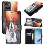 For Motorola Edge 50 5G Global Colored Drawing Pattern Plain Weave Leather Phone Case(Cats And Tigers)