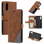For Sony Xperia 5 IV Skin Feel Splicing Leather Phone Case(Brown)