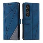 For Sony Xperia 1 VI Skin Feel Splicing Leather Phone Case(Blue)