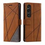 For Sony Xperia 1 VI Skin Feel Splicing Leather Phone Case(Brown)