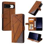 For Google Pixel 8a Skin Feel Splicing Leather Phone Case(Brown)