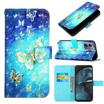 For Motorola Moto G14 3D Painting Horizontal Flip Leather Phone Case(Golden Butterfly)