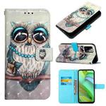 For Motorola Moto G Power 2023 3D Painting Horizontal Flip Leather Phone Case(Grey Owl)