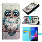 For Motorola Moto G Play 4G 2024 3D Painting Horizontal Flip Leather Phone Case(Grey Owl)