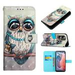 For Motorola Moto G Play 5G 2024 3D Painting Horizontal Flip Leather Phone Case(Grey Owl)