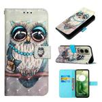 For Motorola Moto G04 4G / G24 4G 3D Painting Horizontal Flip Leather Phone Case(Grey Owl)