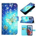 For Motorola Moto G34 3D Painting Horizontal Flip Leather Phone Case(Golden Butterfly)